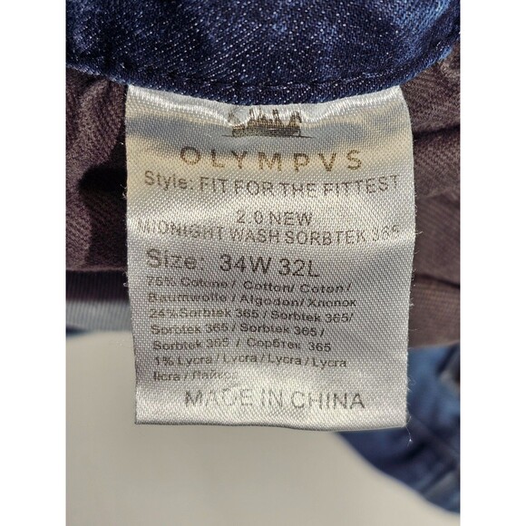 OLYMPVS 2.0 Men's 34x32 Midnight Wash Sorbtek 365 Blue Jeans Denim Pants EUC - Picture 4 of 5